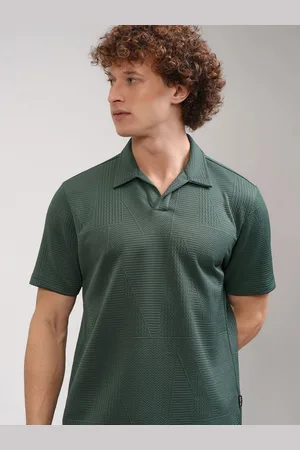 Highlander Men Self Design Polo Collar T-shirt