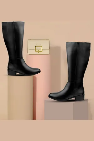 BXXY Women High-Ankle Knee-Length Zipper Boots