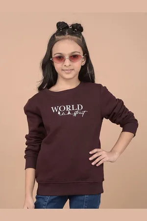 Crimsoune Club Girls Typography Printed Round Neck Sweatshirt