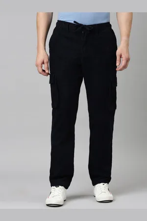 CINOCCI Men Corduroy Flat-Front Cargos Trousers