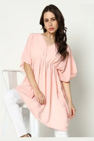 SHOWOFF Women Peach-Coloured Chiffon Kaftan Dress
