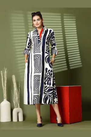 Get Glamr Women Printed Organic Cotton A-Line Midi Dress