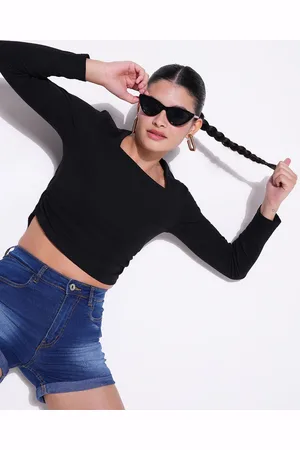 SHOWOFF Women Square Neck Cotton Crop Top