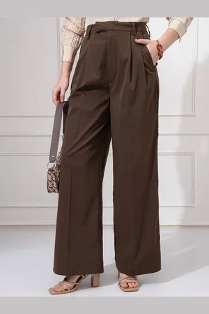 Tokyo Talkies Women Straight Fit Pleated Mid-Rise Formal Trousers