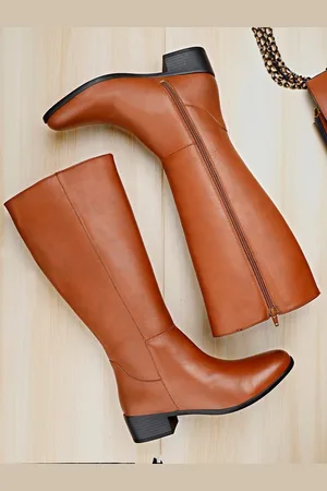 BXXY Women High-Ankle Knee-Length Zipper Boots