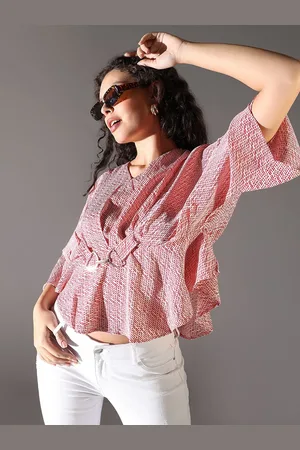 SHOWOFF Women Geometric Print Extended Sleeves Crepe Top