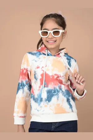 Crimsoune Club Girls Abstract Printed Hooded Sweatshirt