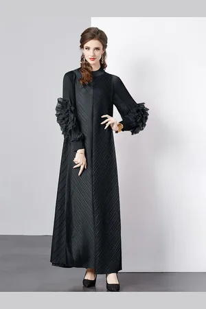 JC Collection Women Striped Bell Sleeves A-Line Maxi Dress