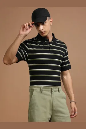 Highlander Men Striped Polo Collar Relaxed Fit T-shirt