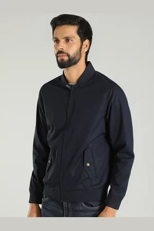 Indian Terrain Men Stand Collar Solid Cotton Casual Insulator Bomber Jacket