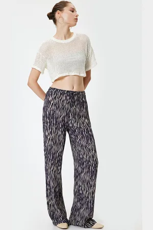 Koton Women Printed Straight Fit Trousers