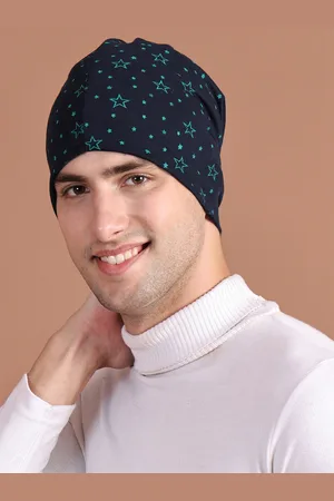 VIMAL JONNEY Unisex Navy Blue & Green Printed Beanie