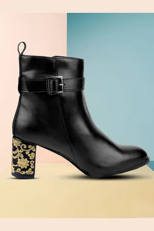 BXXY Women Faux Material Buckle and Zipper High Ankle Formal Boots