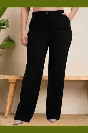 BAESD Women Smart Flared High-Rise Wrinkle Free Trousers