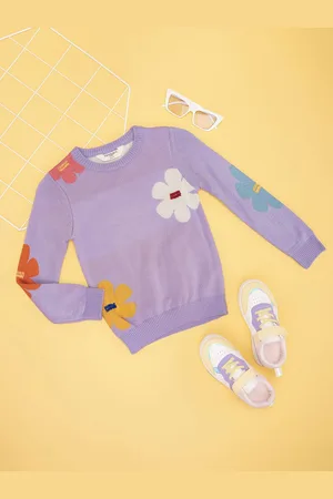 Pantaloons Girls Floral Printed Pullover Sweater