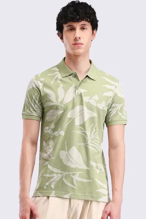 Flying Machine Men Conversational Printed Polo Collar Cotton T-shirt