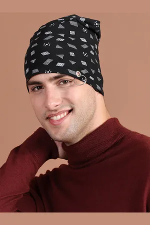 VIMAL JONNEY Unisex Black Printed Beanie