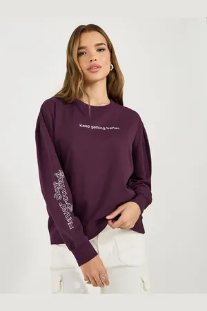 Styli Women Oversized Fit Regular Length Slogan Printed Sweatshirt
