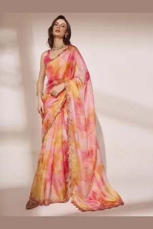Kalista Tie and Dye Sequinned Organza Saree