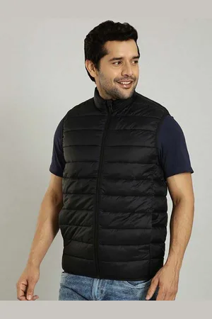 Indian Terrain Men Mock Collar Solid Casual Insulator Gilet Jacket