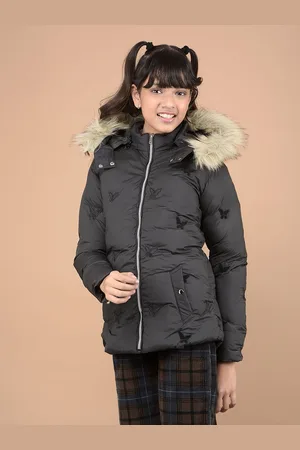 Crimsoune Club Girls Hooded Solid Casual Lightweight Parka Jacket