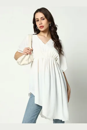 SHOWOFF Women Off White Chiffon A-Line Dress