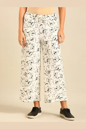 De Moza Women Printed Mid-Rise Parallel Trousers