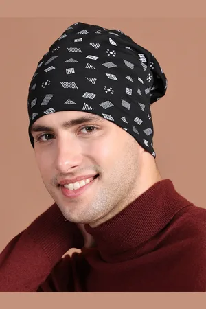 VIMAL JONNEY Unisex Black & White Printed Beanie