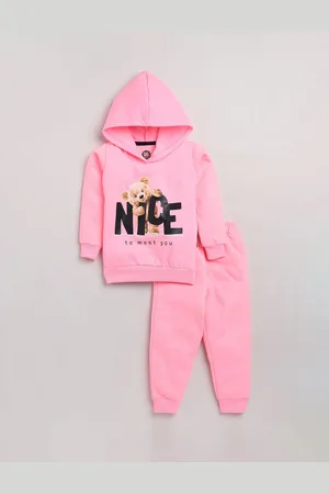 YK Girls Typography Printed Long Sleeves Tracksuits