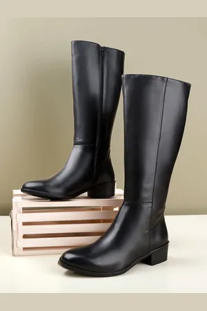 BXXY Women High-Ankle Knee-Length Zipper Boots