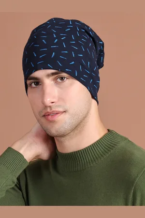 VIMAL JONNEY Unisex Navy Blue Printed Beanie