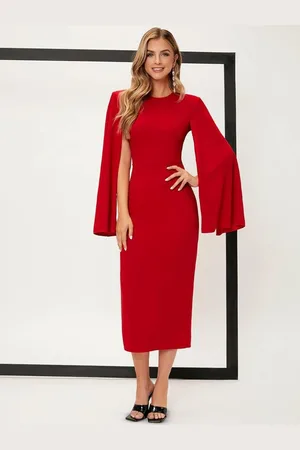 KOTTY Women Slit Sleeves Bodycon Midi Dress