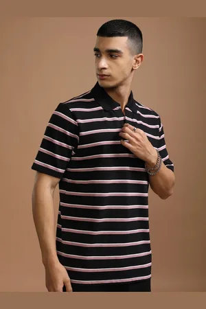 Highlander Men Striped Polo Collar Relaxed Fit T-shirt