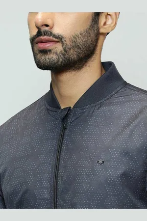 Indian Terrain Men Stand Collar Geometric Printed Casual Insulator Bomber Jacket