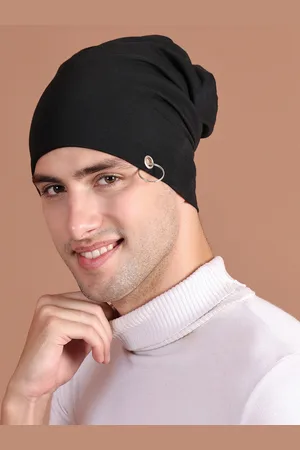 VIMAL JONNEY Unisex Black Solid Beanie Cap