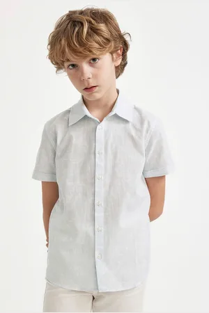 DeFacto Boys Spread Collar Solid Cotton Casual Shirt