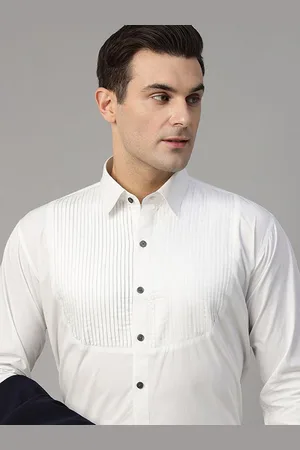 HANCOCK Men Premium Slim Fit Pintucked Opaque Tuxedo Party Shirt