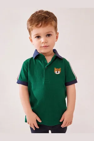 LULU & SKY Boys Solid Polo Collar Cotton T-shirt