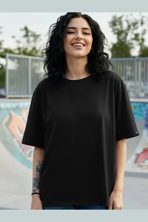 Bewakoof Women Black Oversized T-shirt