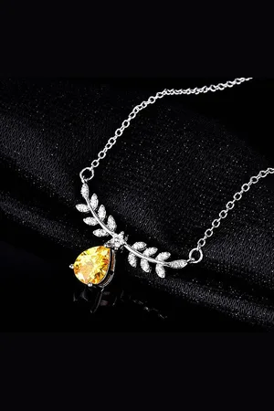 Designs & You Silver Plated AD Studded Cubic Zirconia Pendant With Chain