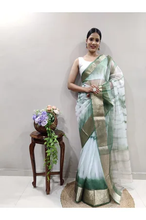 DIVASTRI Tie and Dye Zari Organza Saree