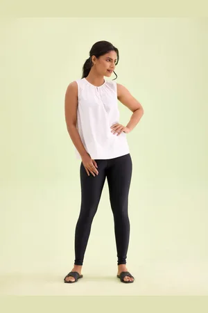 GO COLORS Women Black Solid Skinny Fit Shimmer Ankle-Length Leggings