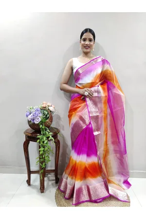DIVASTRI Tie and Dye Zari Organza Saree