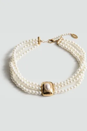 MANGO Leonor Pearl Choker Necklace