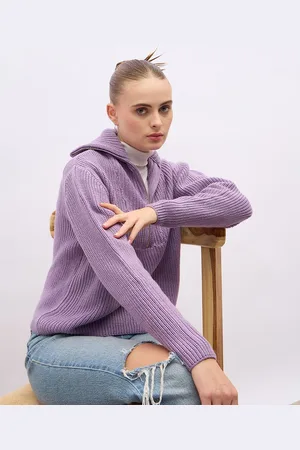 Styli Women Boxy Sweaters With Half Zippers