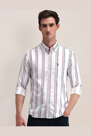 U.S. Polo Assn. Men Classic Button-Down Collar Vertical Striped Cotton Formal Shirt