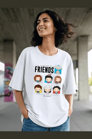 Bewakoof Women Printed Drop-Shoulder Sleeves Cotton Oversized Fit T-shirt
