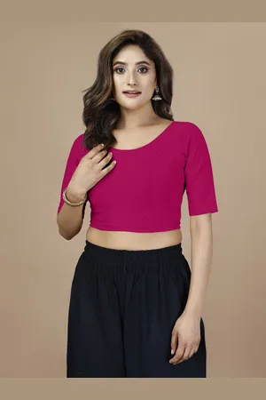 OOMPH Women Non Padded Boat Neck Saree Blouse