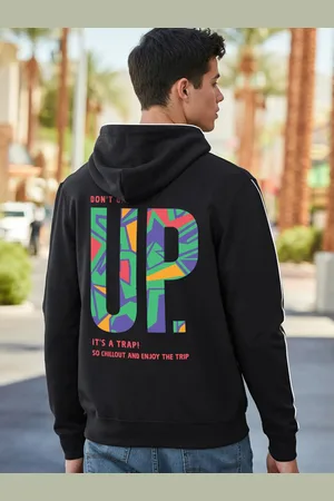 Bewakoof Dont Grow Up Typography Printed Hooded Sweatshirt