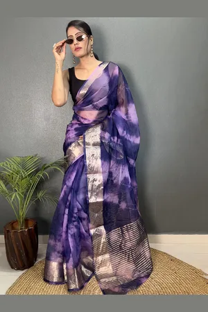 DIVASTRI Tie and Dye Zari Organza Saree